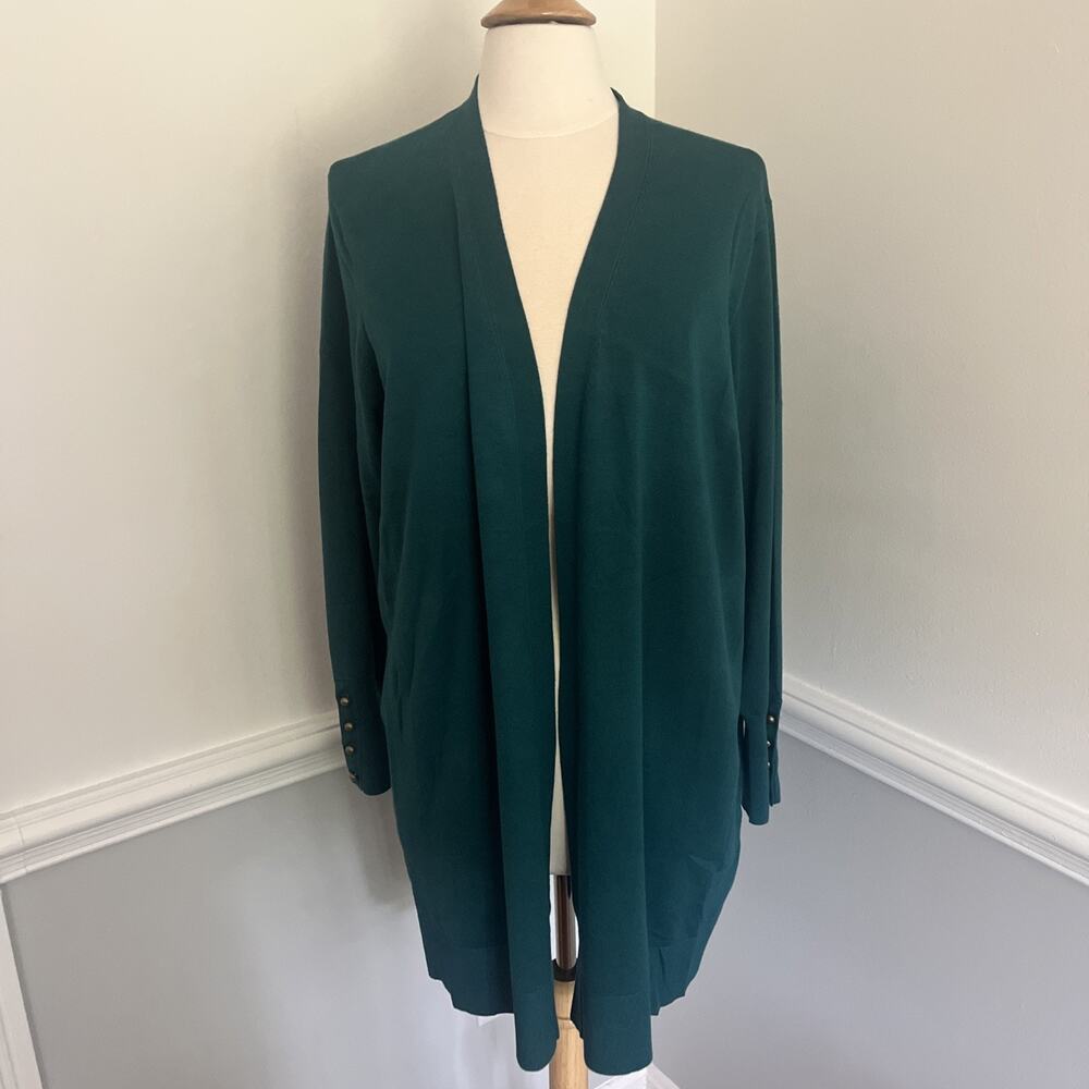 Chico’s Long Line Open Cardigan XXL (Size 4) Peacock Teal Nwt‎